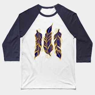 Blue and gold feathers Baseball T-Shirt